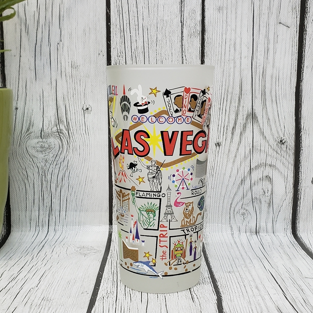 Catstudio Las Vegas Drinking Glass~Geography Inspired Artwork Printed on Glass
